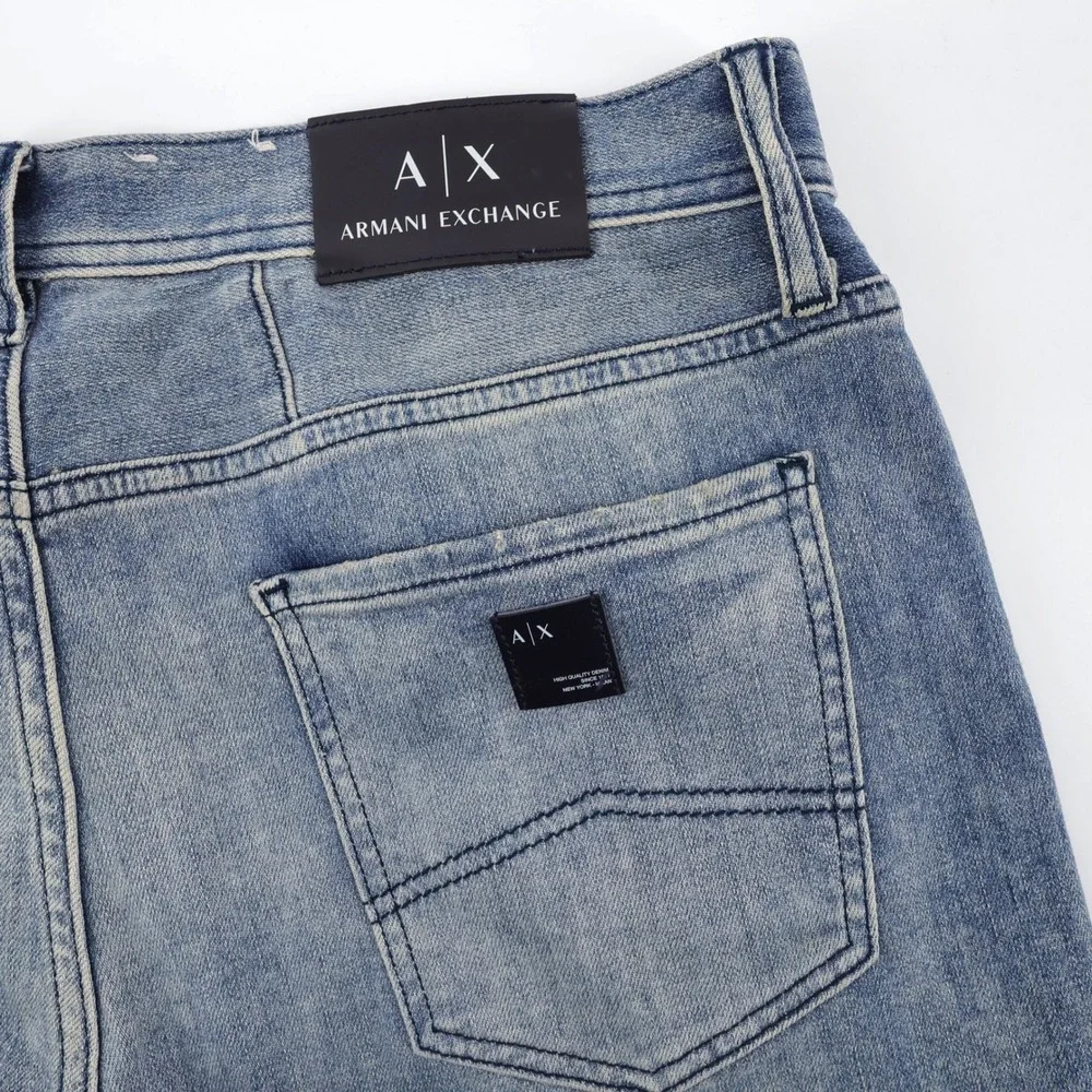 Armani Exchange J13 Slim Distressed Jeans Blue Mens 33x32‎